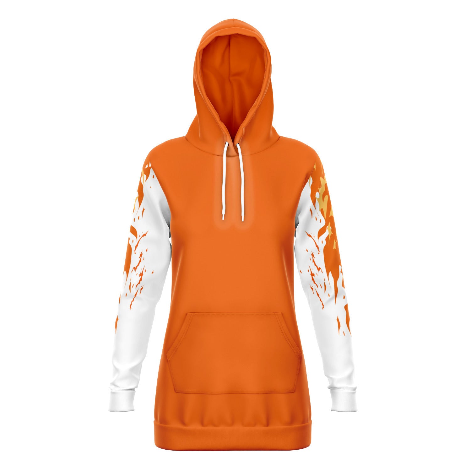 Flame Orange Longline Hoodie for WomenSeves-ArtFlame Orange Longline Hoodie