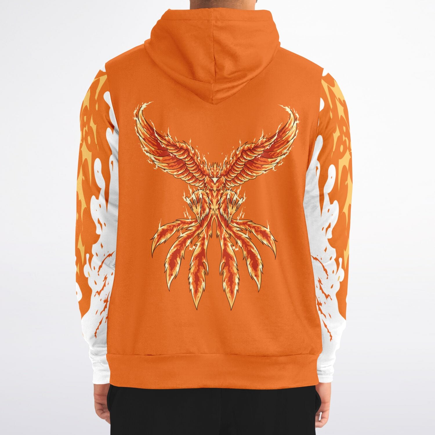 Flame Orange Zip-Up Hoodie for MenSeves-ArtFlame Orange Zip-