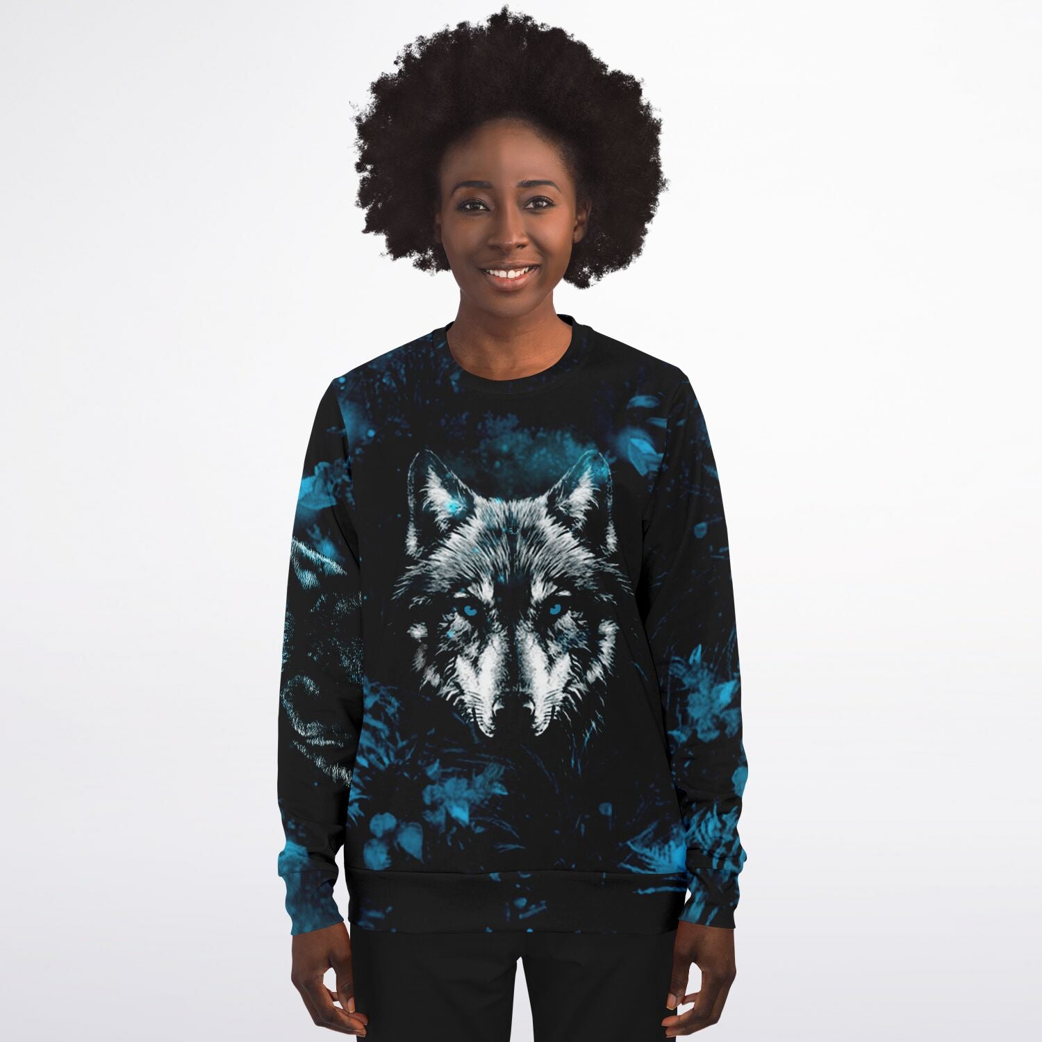 Blue Wolf Sweatshirt for WomenSeves-ArtBlue Wolf Sweatshirt