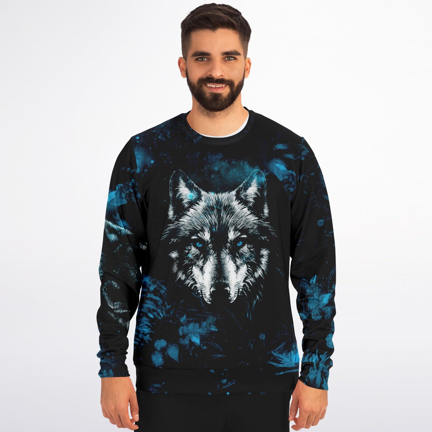 Blue Wolf Sweatshirt for MenSeves-ArtBlue Wolf Sweatshirt