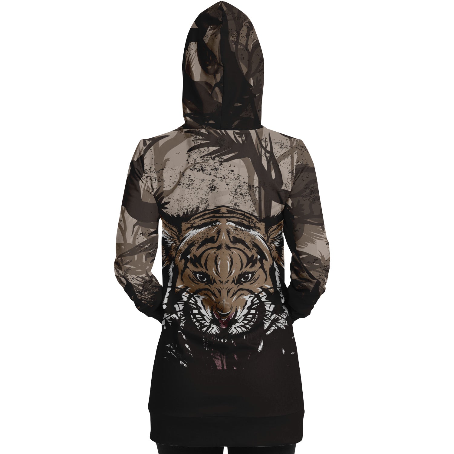 Tiger Hood Longline Hoodie for WomenSeves-ArtTiger Hood Longline Hoodie