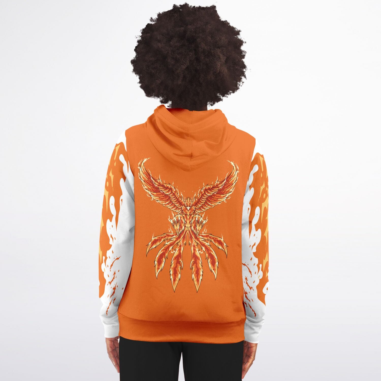 Flame Orange Zip-Up Hoodie for WomenSeves-ArtFlame Orange Zip-