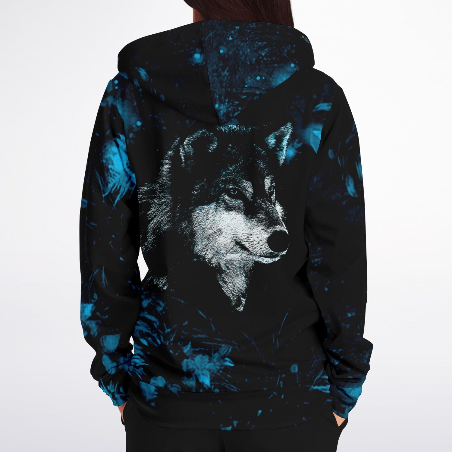 Blue Wolf Zip-Up Hoodie for WomenSeves-ArtBlue Wolf Zip-