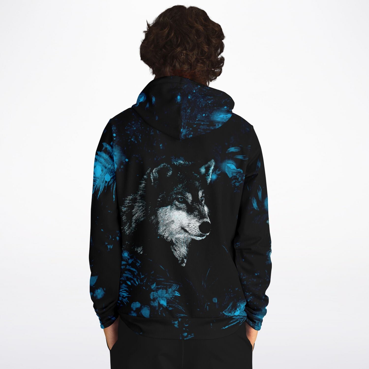 Fashion Blue Wolf Hoodie for MenSeves-ArtFashion Blue Wolf Hoodie