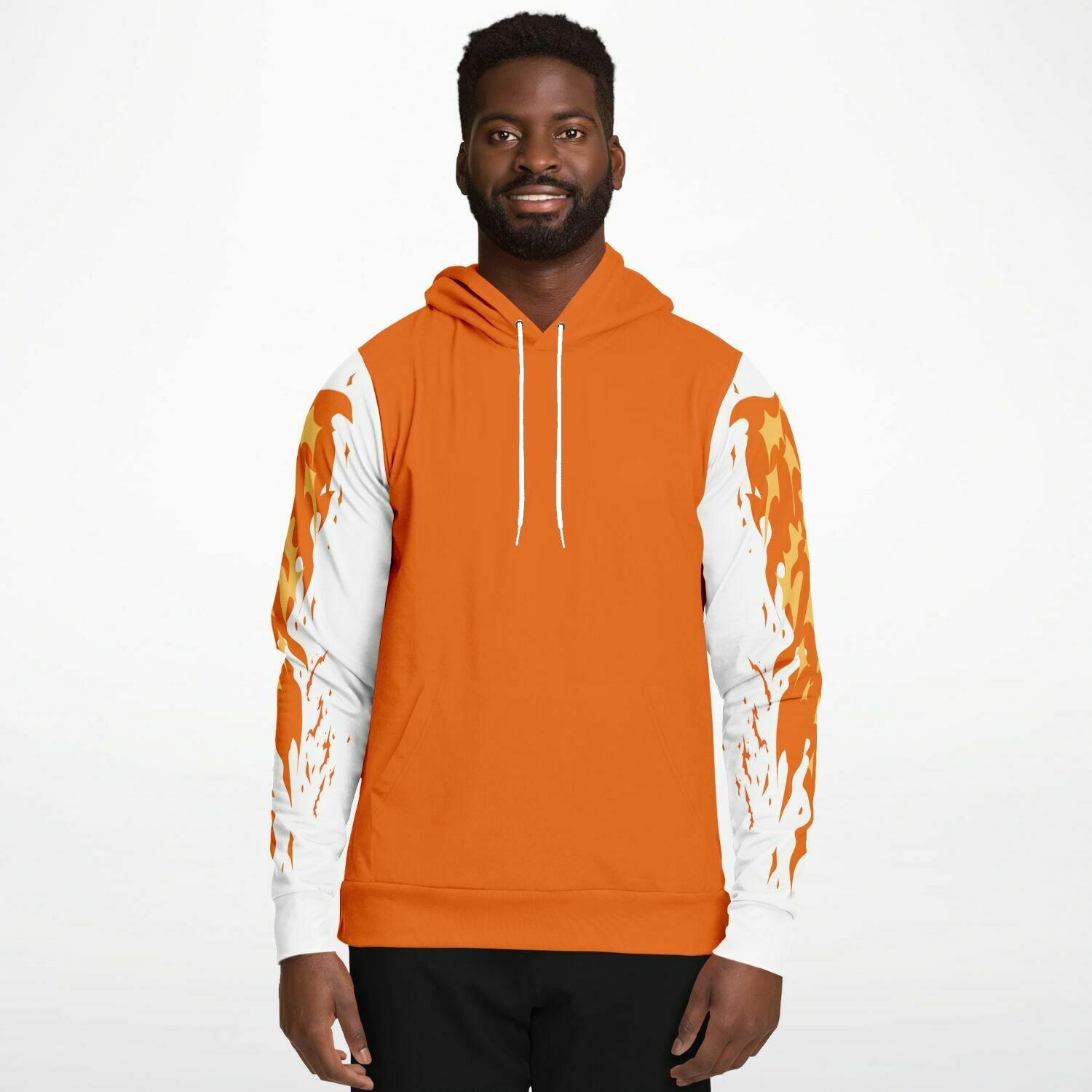 Flame Orange Hoodie for MenSeves-ArtFlame Orange Hoodie