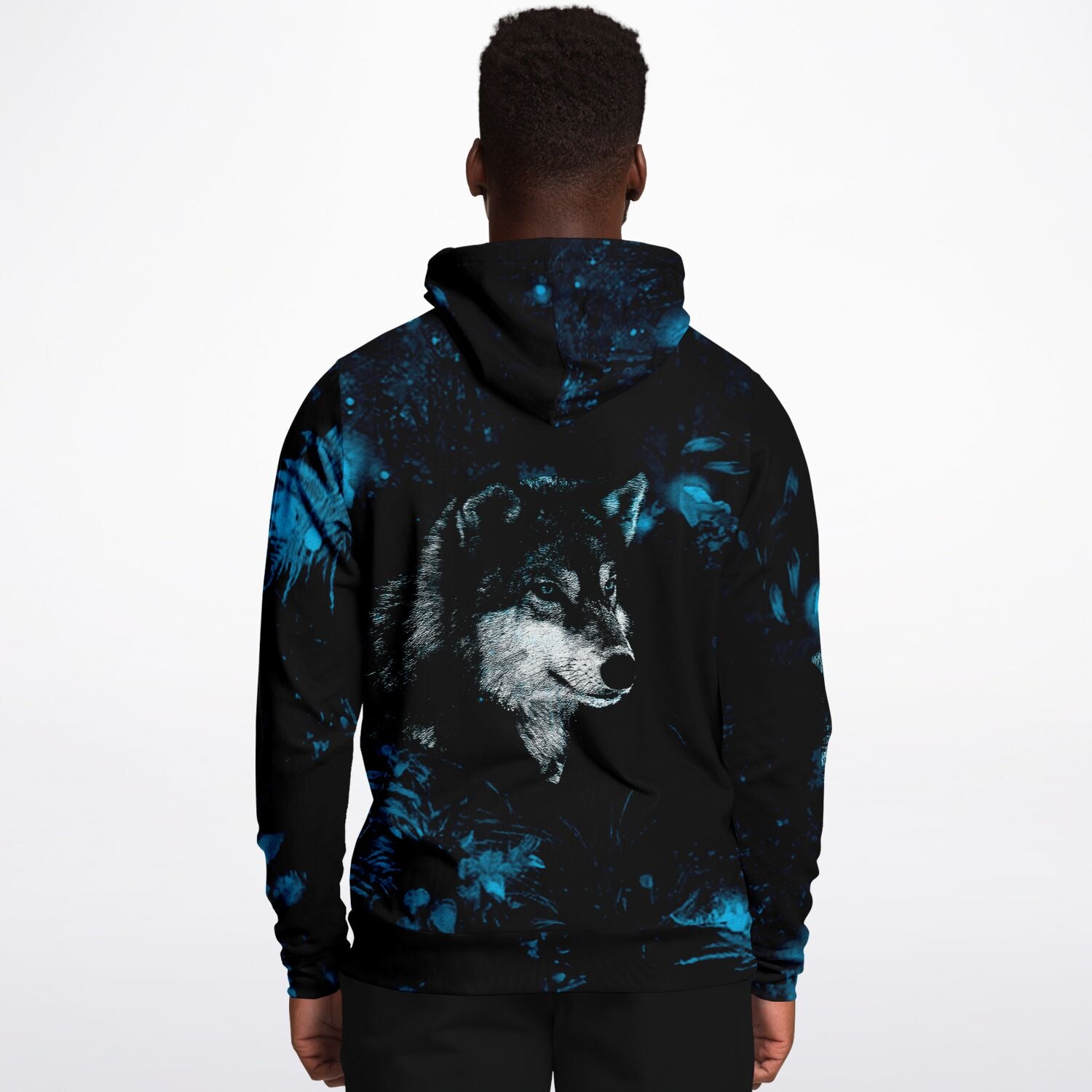 Fashion Blue Wolf Hoodie for MenSeves-ArtFashion Blue Wolf Hoodie