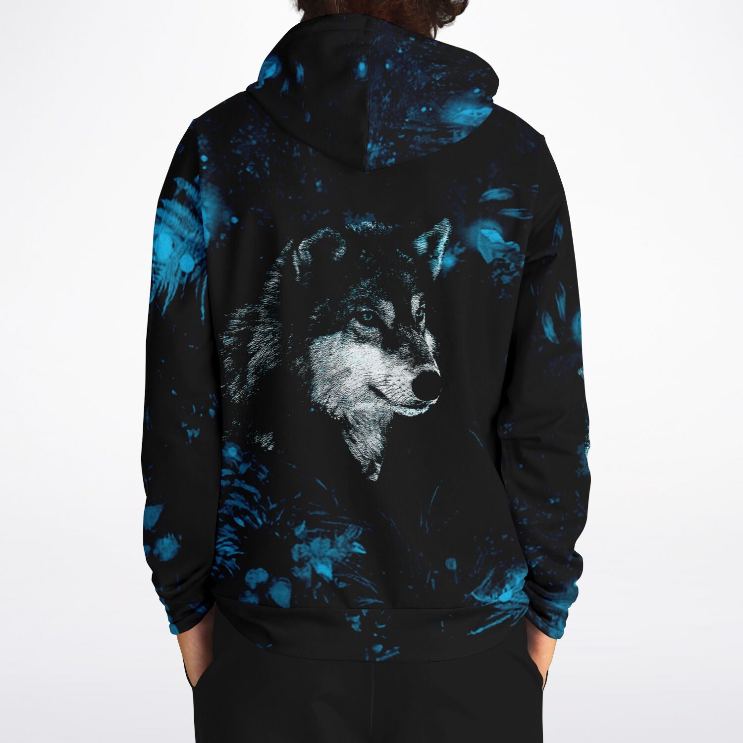 Fashion Blue Wolf Hoodie for MenSeves-ArtFashion Blue Wolf Hoodie