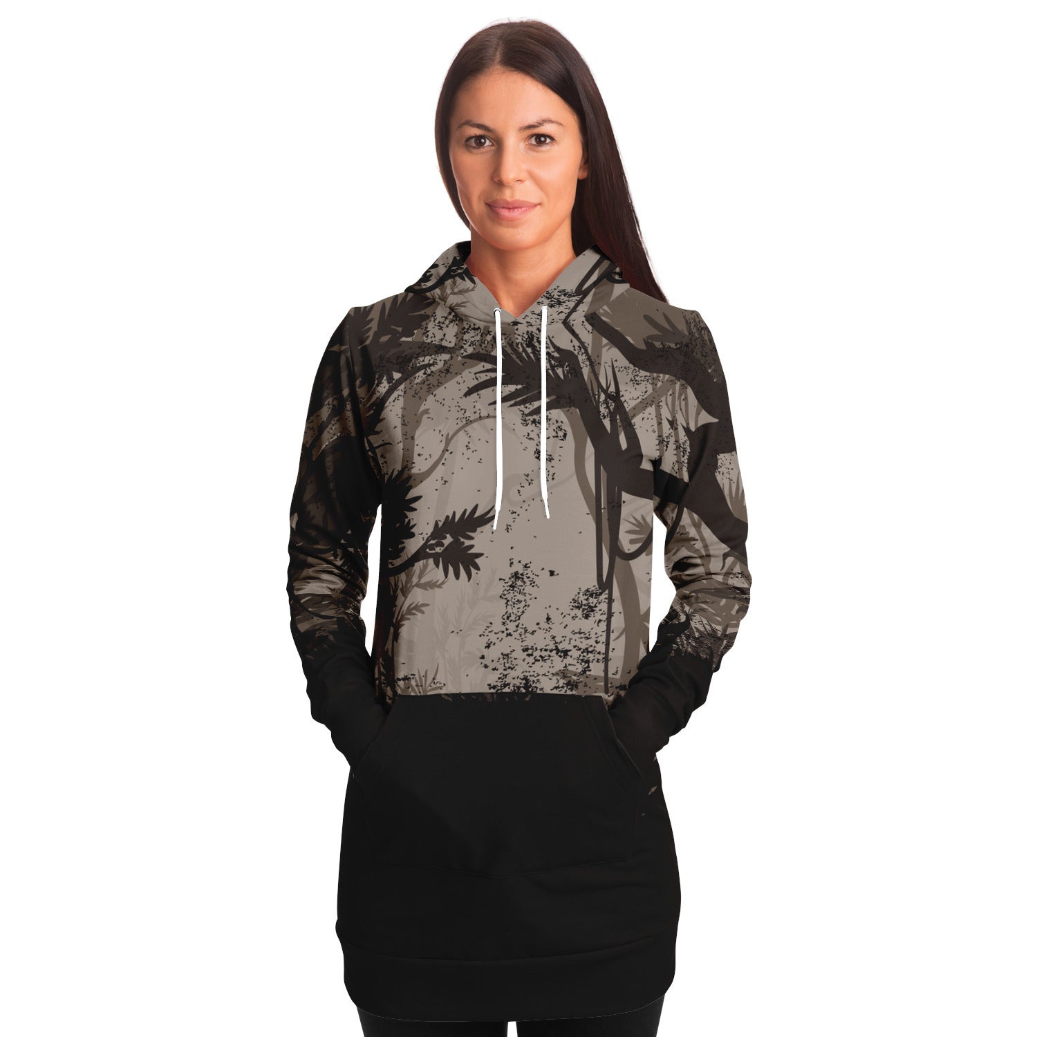 Fashion Tiger Hood Longline Hoodie for WomenSeves-ArtFashion Tiger Hood Longline Hoodie