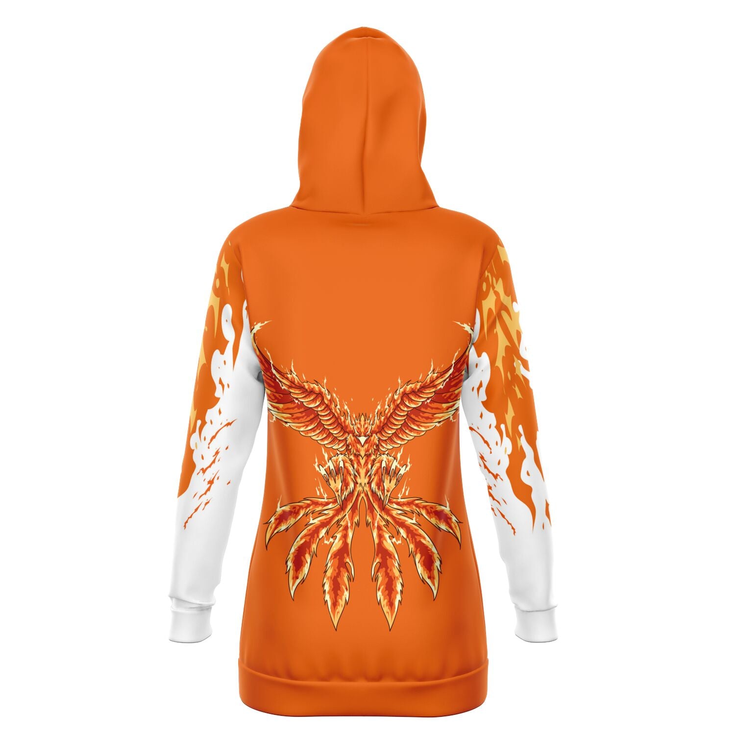 Flame Orange Longline Hoodie for WomenSeves-ArtFlame Orange Longline Hoodie