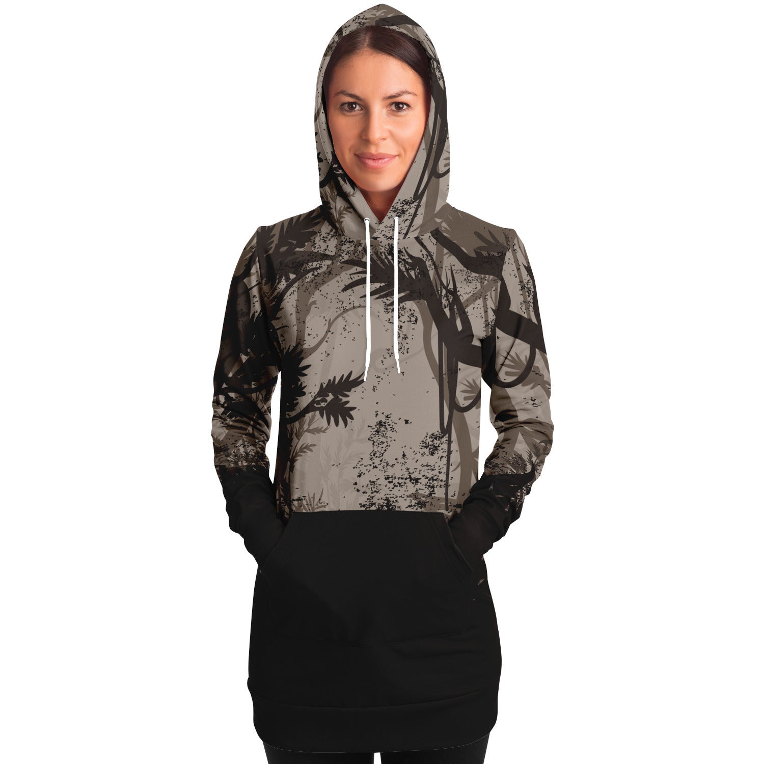 Tiger Hood Longline Hoodie for WomenSeves-ArtTiger Hood Longline Hoodie