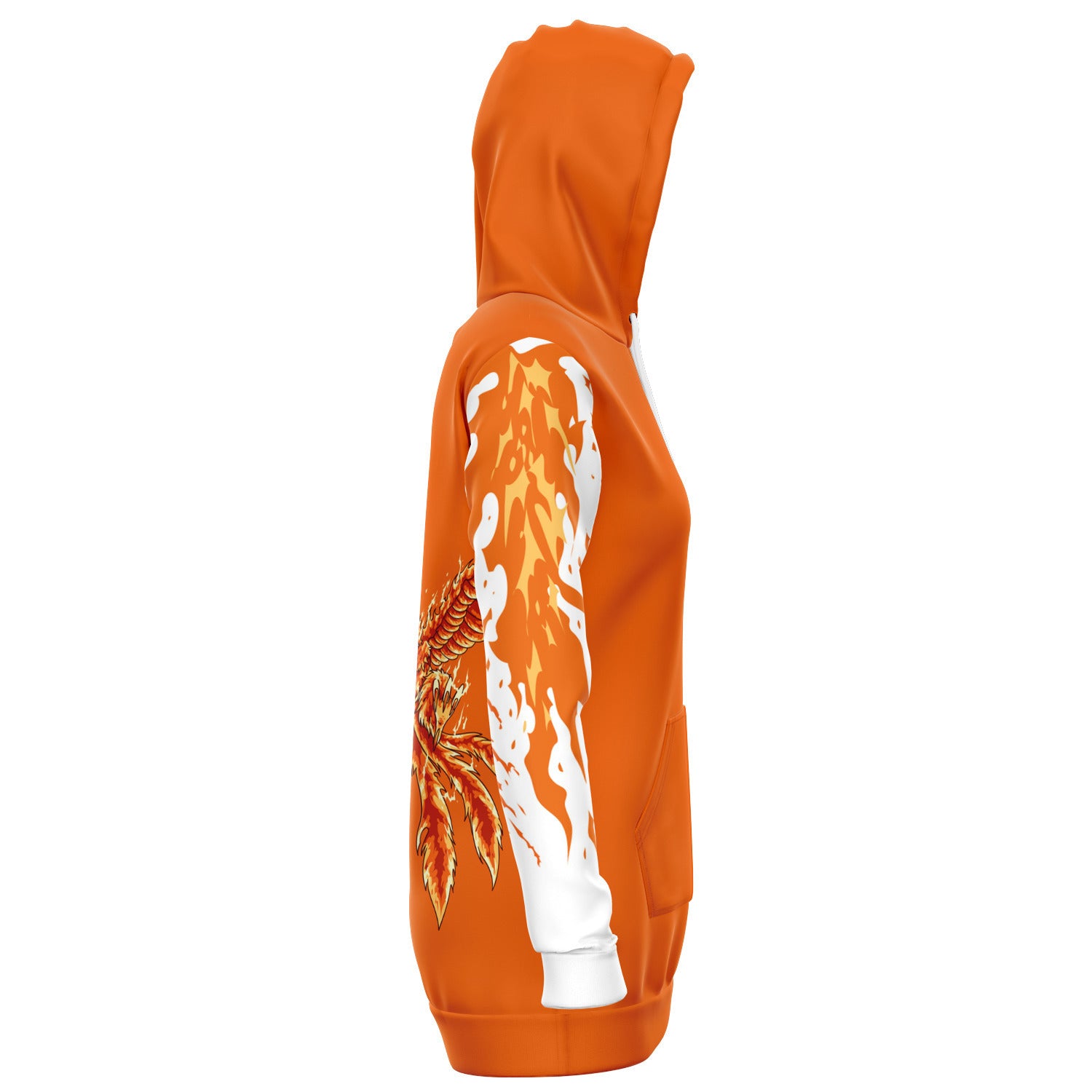 Fashion Flame Orange Longline Hoodie for WomenSeves-ArtFashion Flame Orange Longline Hoodie