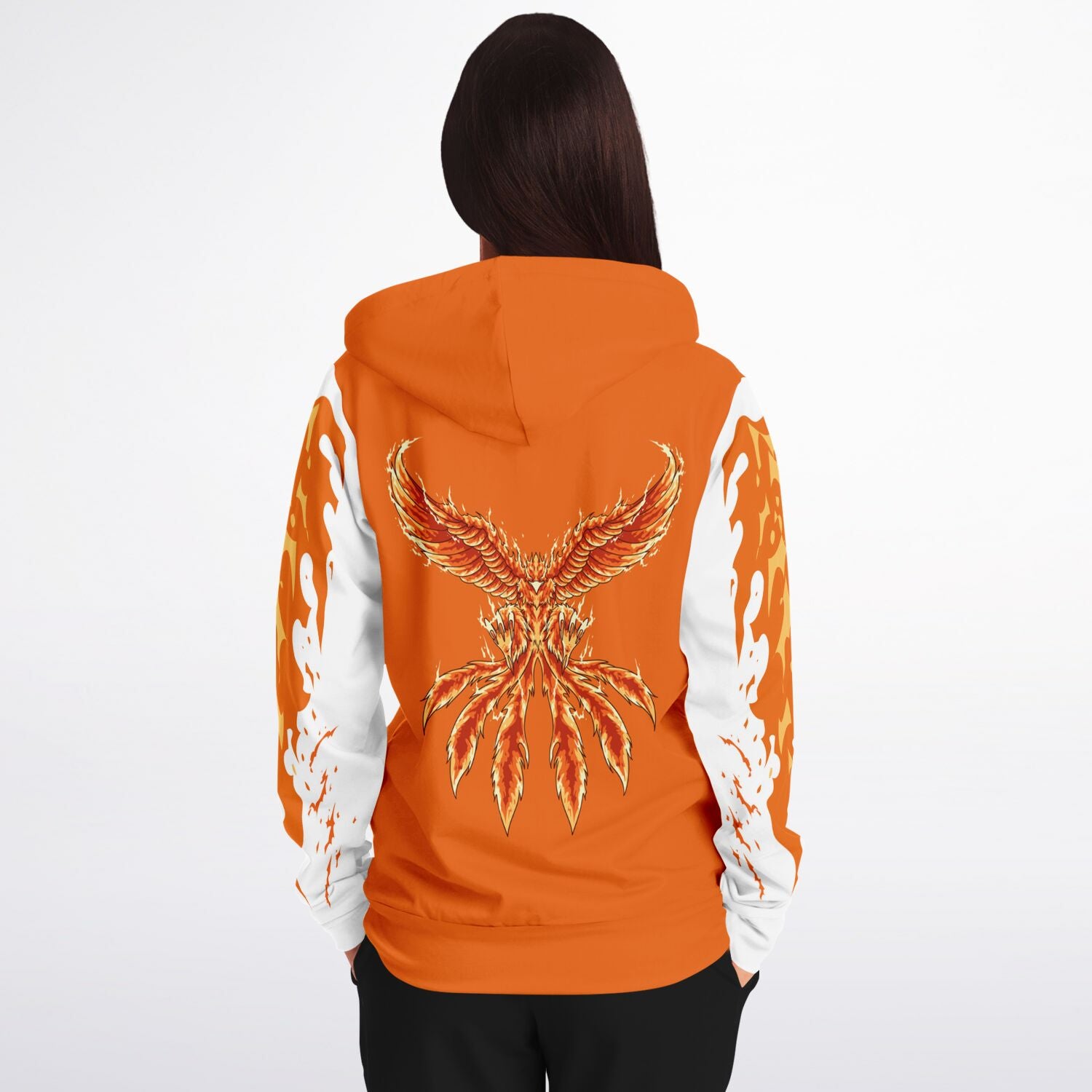 Flame Orange Zip-Up Hoodie for WomenSeves-ArtFlame Orange Zip-