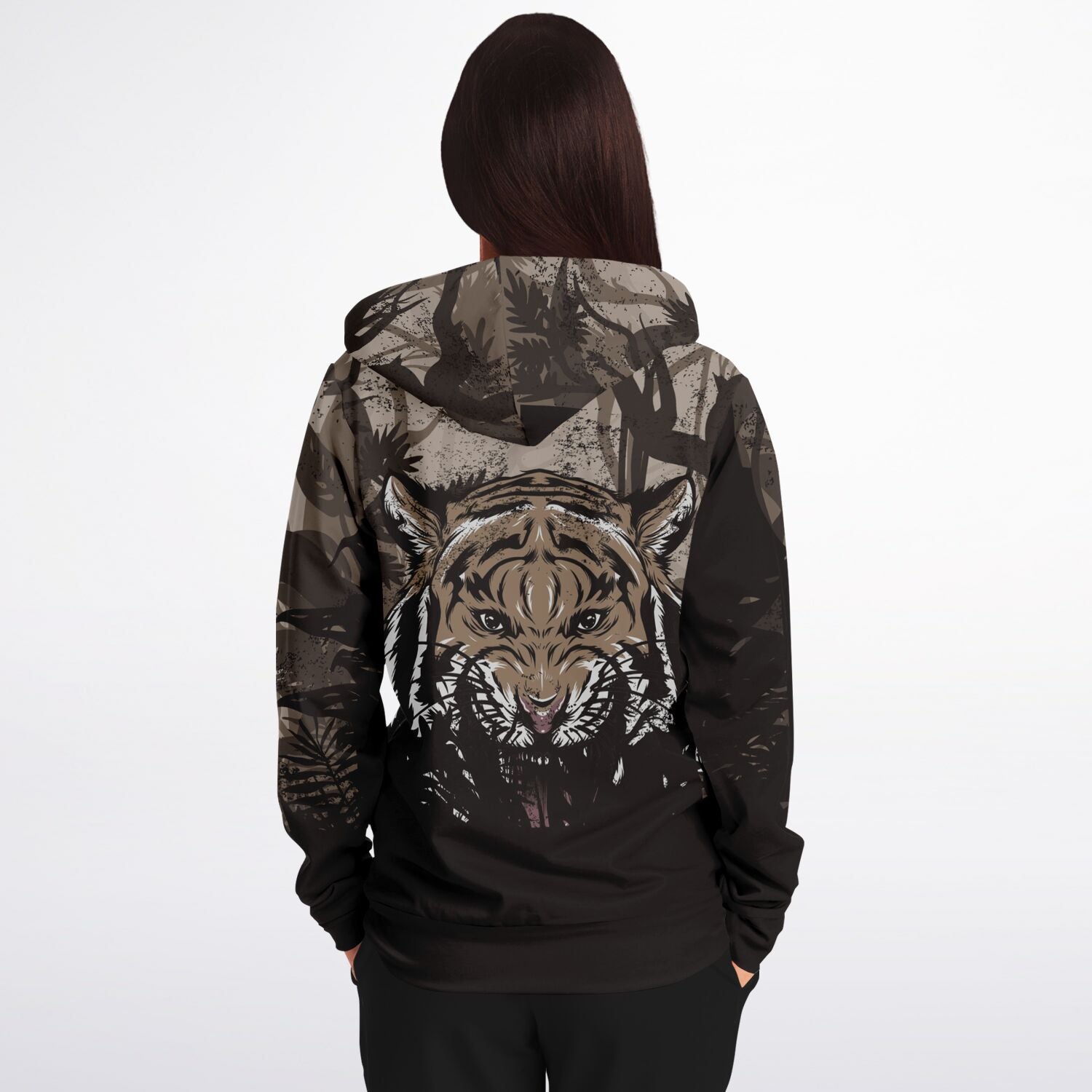 Tiger Hood Zip-Up Hoodie for WomenSeves-ArtTiger Hood Zip-