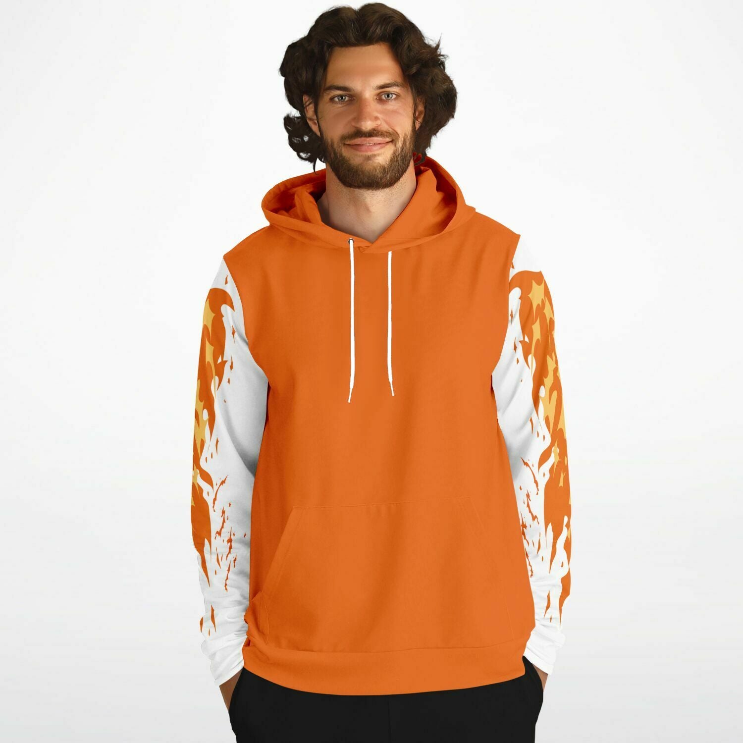 Flame Orange Hoodie for MenSeves-ArtFlame Orange Hoodie