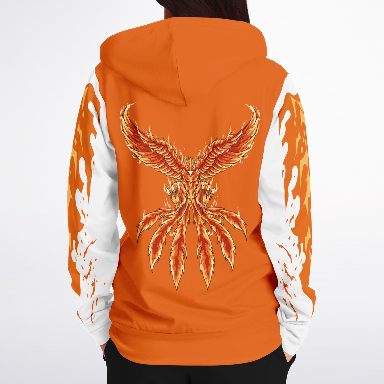 Flame Orange Zip-Up Hoodie for WomenSeves-ArtFlame Orange Zip-