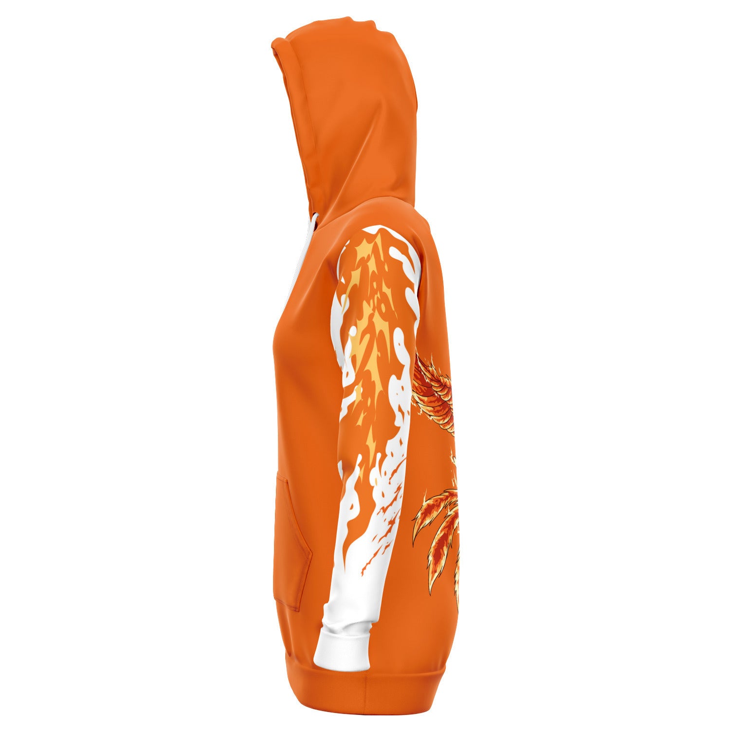 Fashion Flame Orange Longline Hoodie for WomenSeves-ArtFashion Flame Orange Longline Hoodie