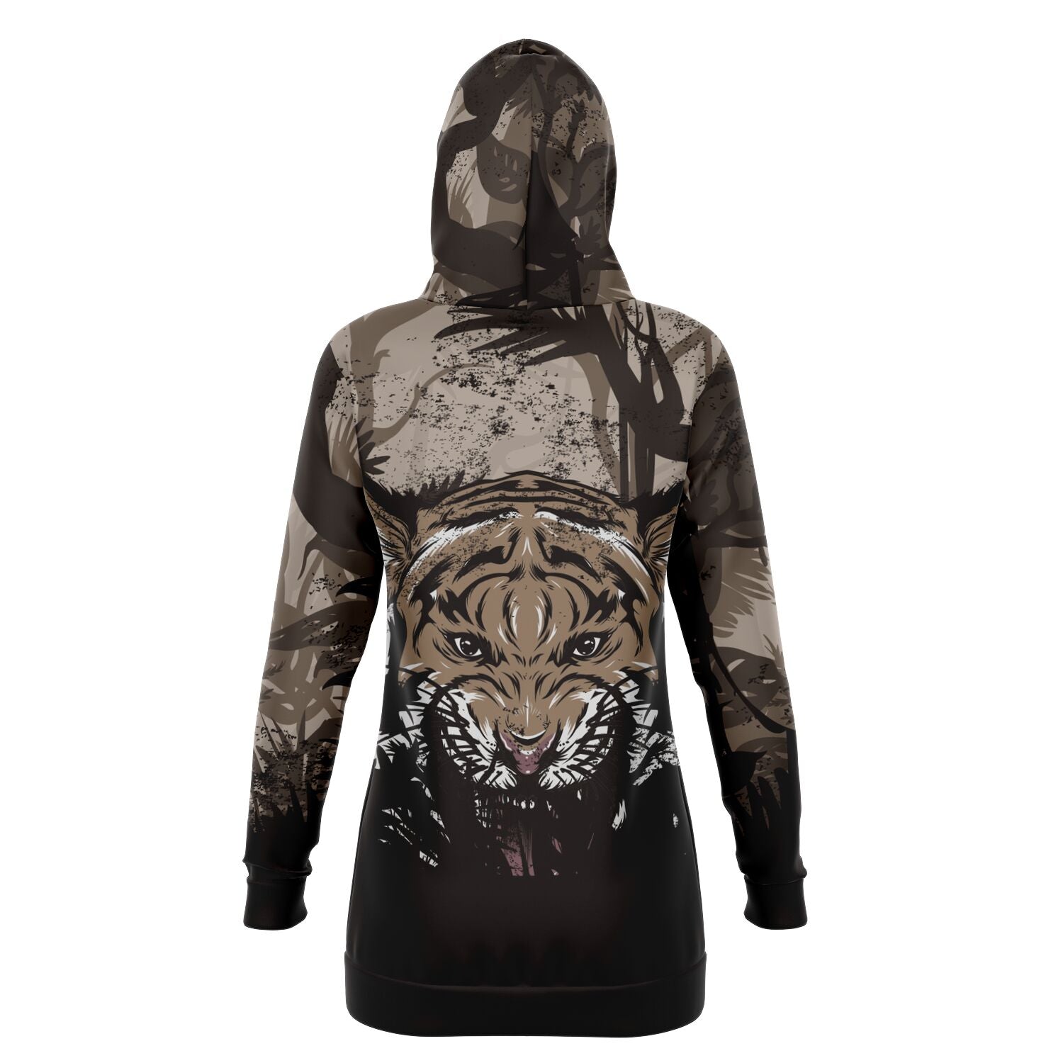 Tiger Hood Longline Hoodie for WomenSeves-ArtTiger Hood Longline Hoodie