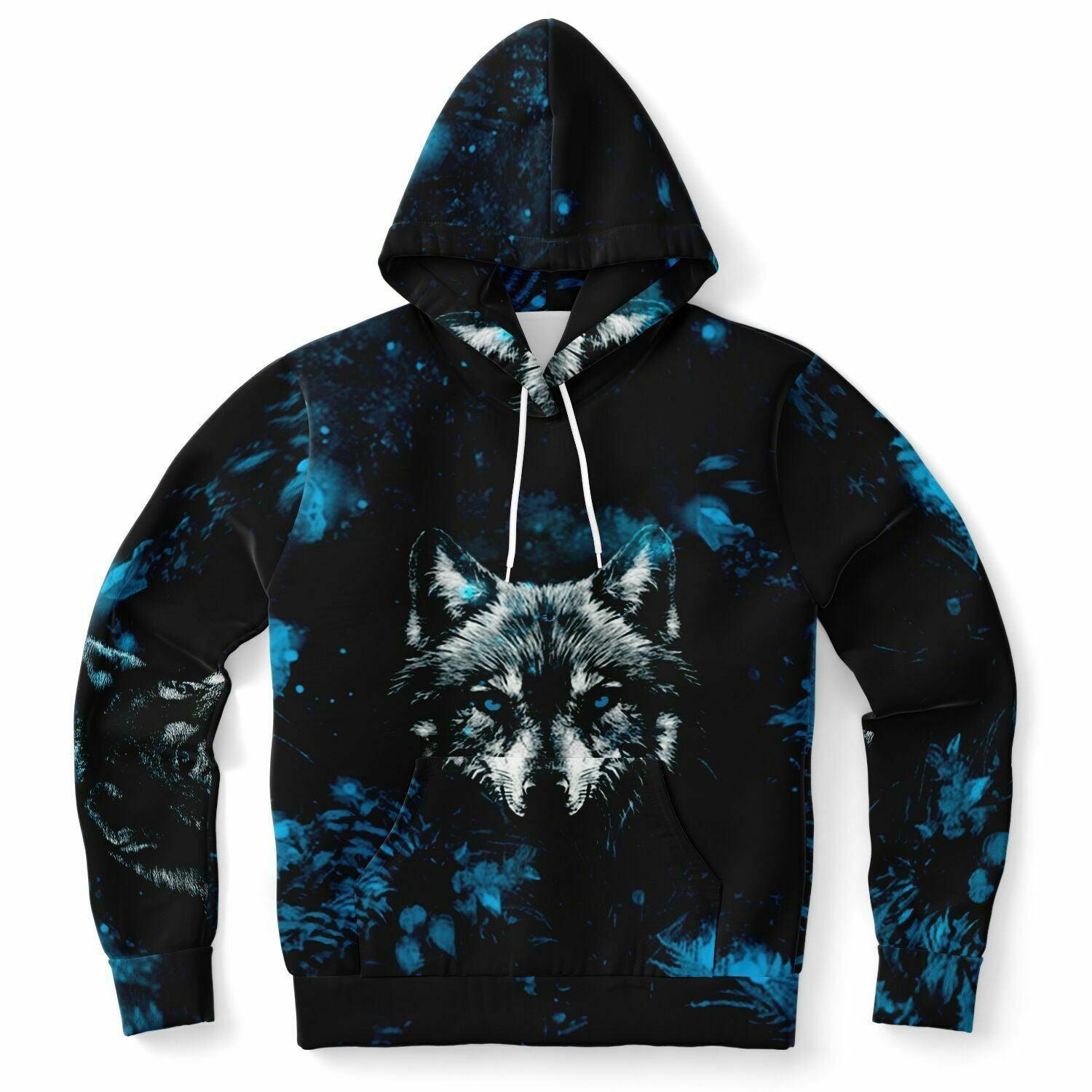 Fashion Blue Wolf Hoodie for MenSeves-ArtFashion Blue Wolf Hoodie