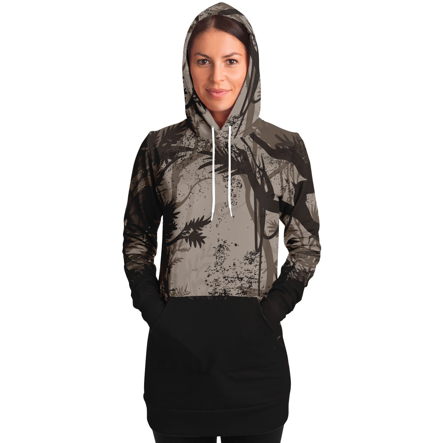 Fashion Tiger Hood Longline Hoodie for WomenSeves-ArtFashion Tiger Hood Longline Hoodie