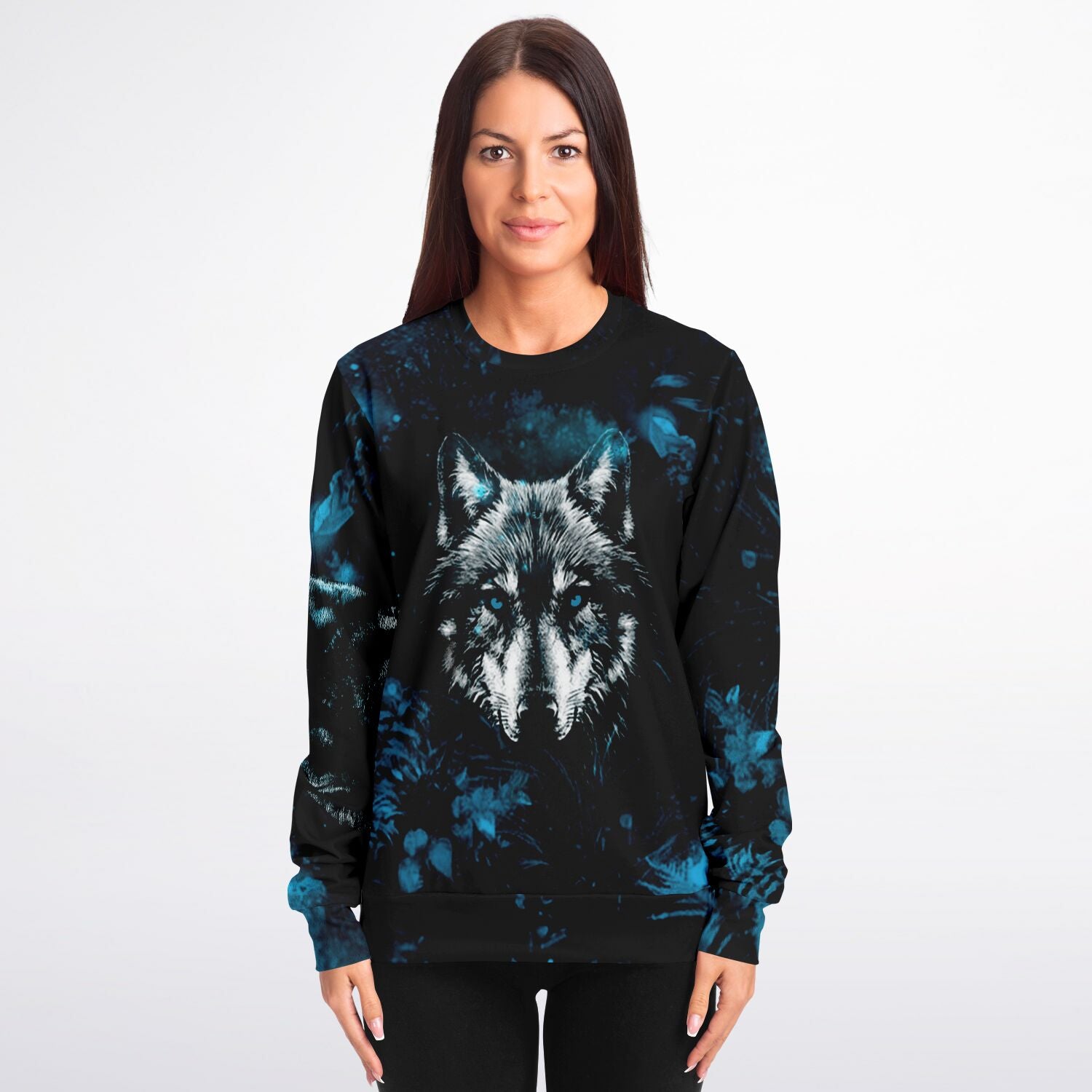 Blue Wolf Sweatshirt for WomenSeves-ArtBlue Wolf Sweatshirt