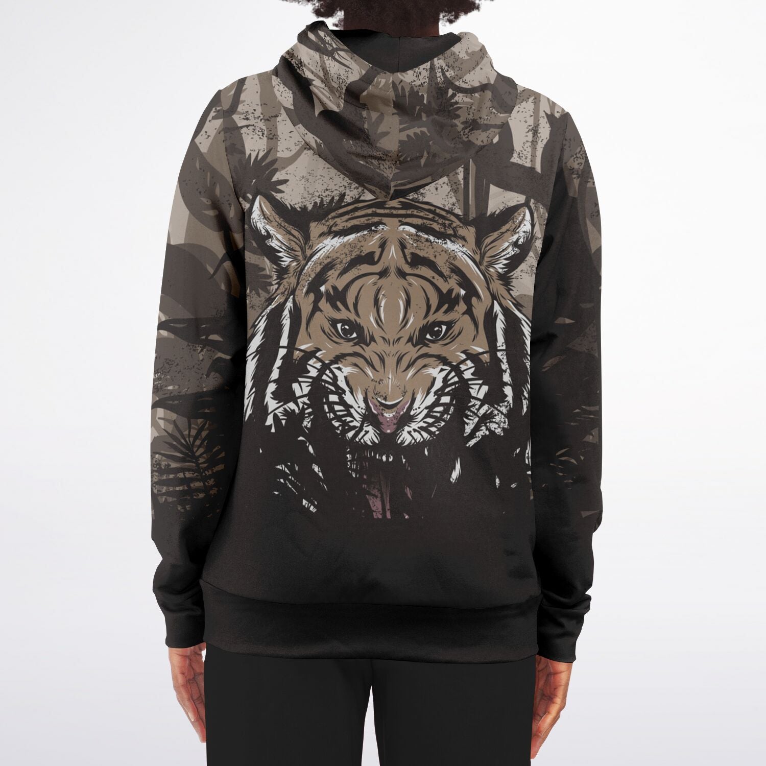 Tiger Hood Zip-Up Hoodie for WomenSeves-ArtTiger Hood Zip-