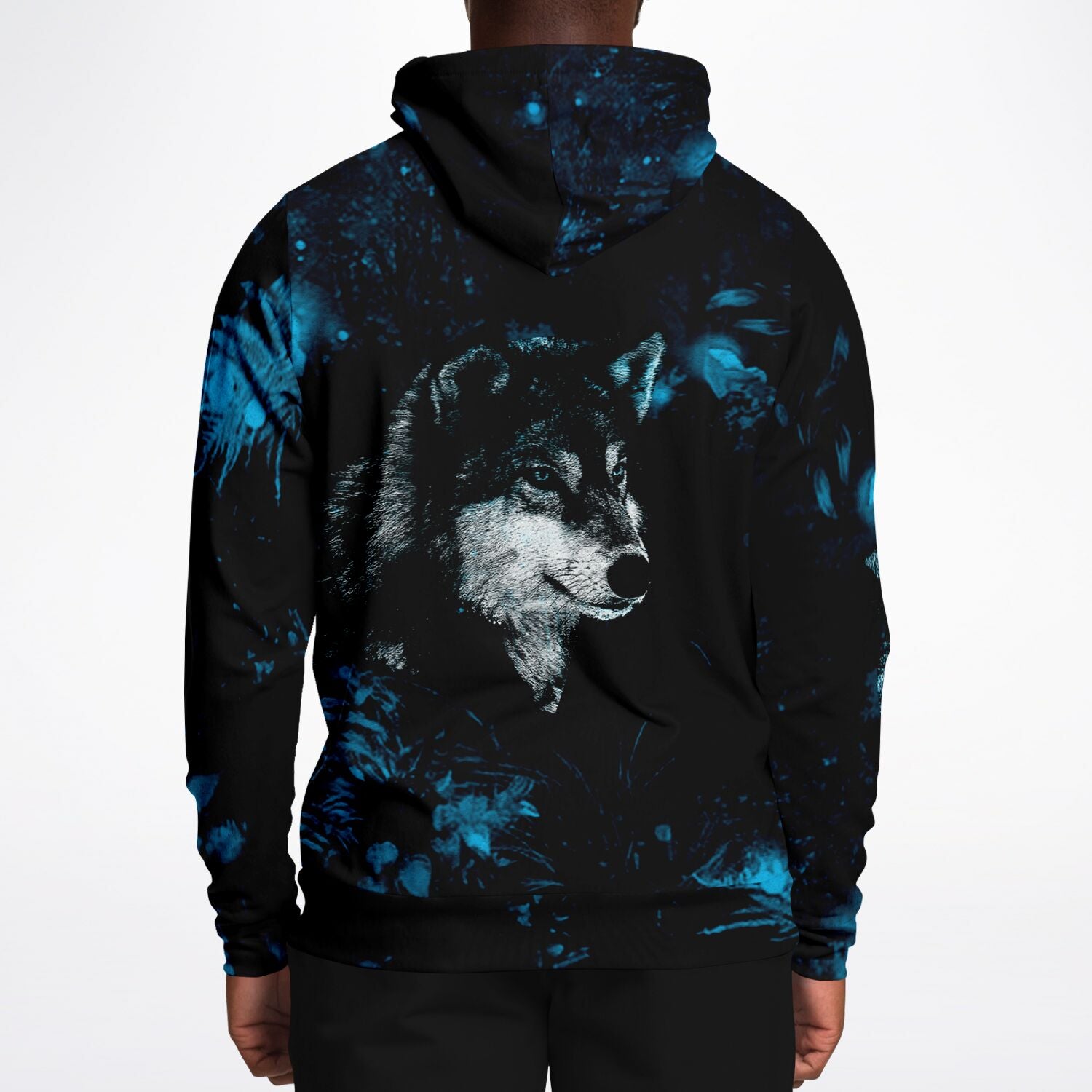 Fashion Blue Wolf Hoodie for MenSeves-ArtFashion Blue Wolf Hoodie