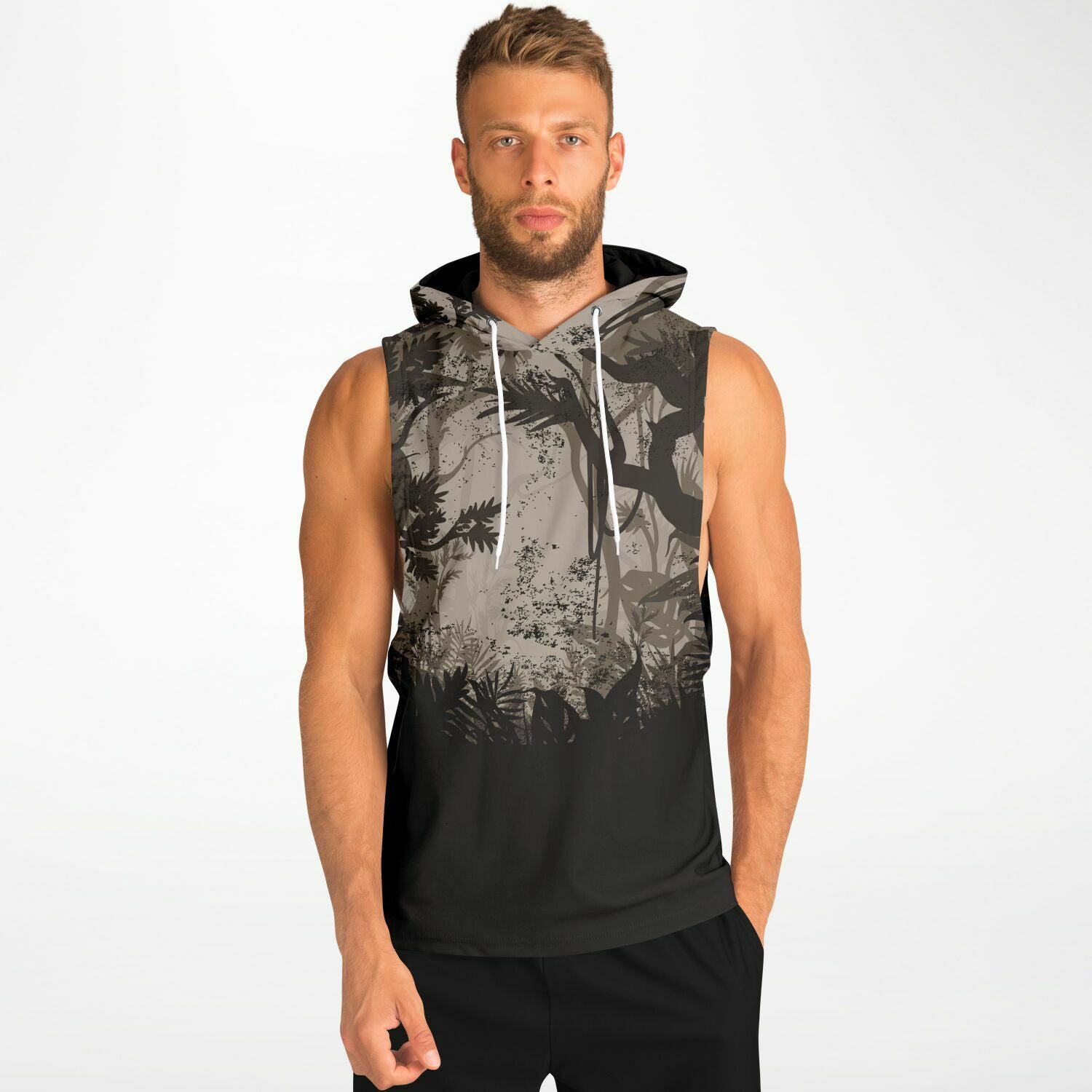 Fashion Tiger Hood Drop Armhole Hoodie for MenSeves-ArtFashion Tiger Hood Drop Armhole Hoodie