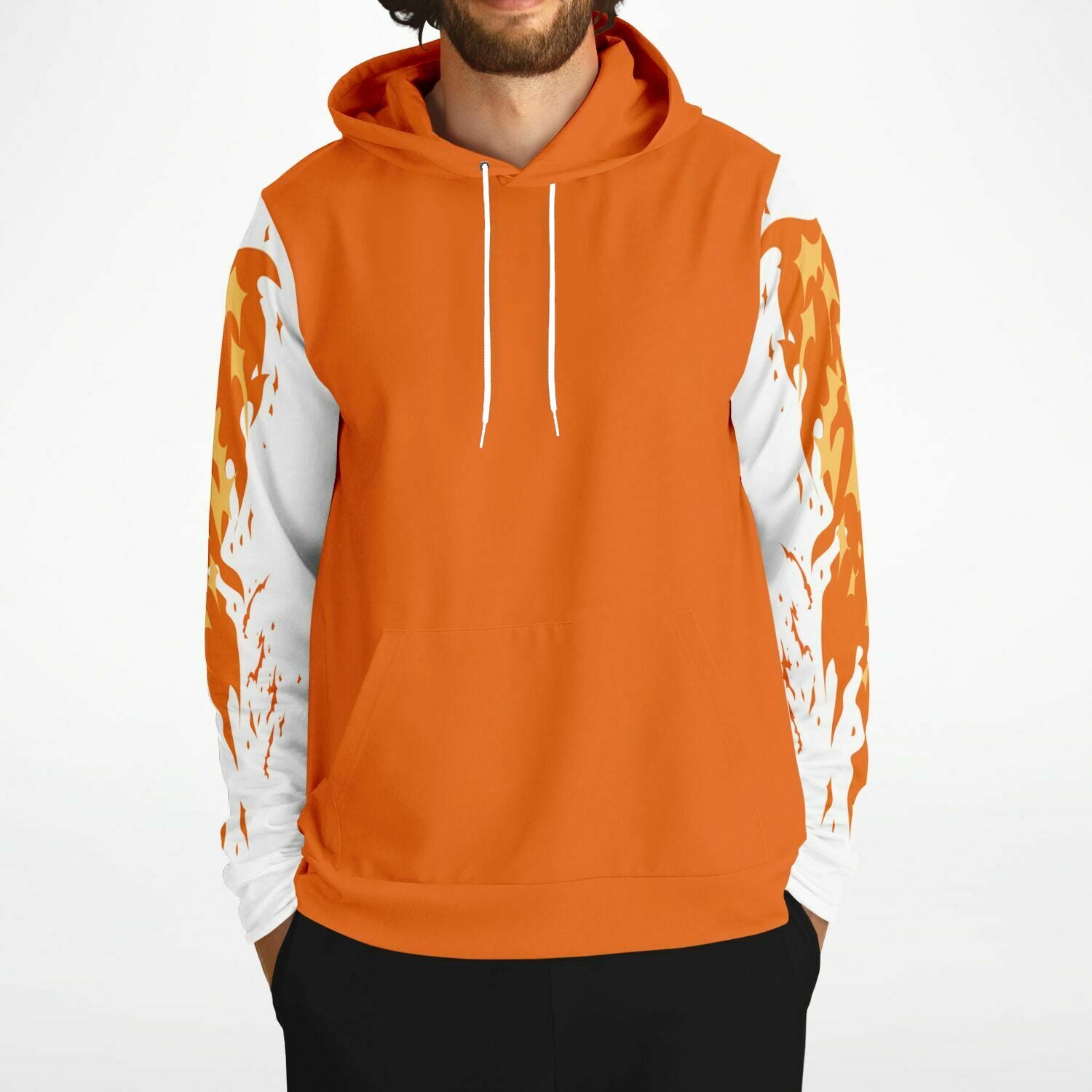 Flame Orange Hoodie for MenSeves-ArtFlame Orange Hoodie