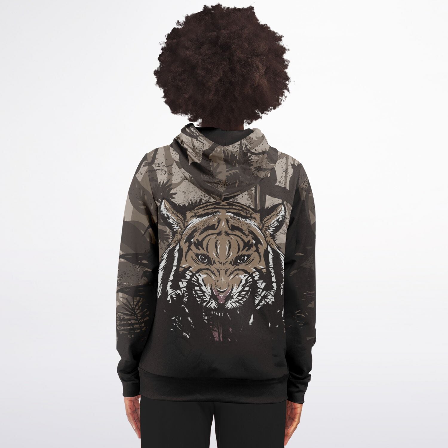 Tiger Hood Zip-Up Hoodie for WomenSeves-ArtTiger Hood Zip-