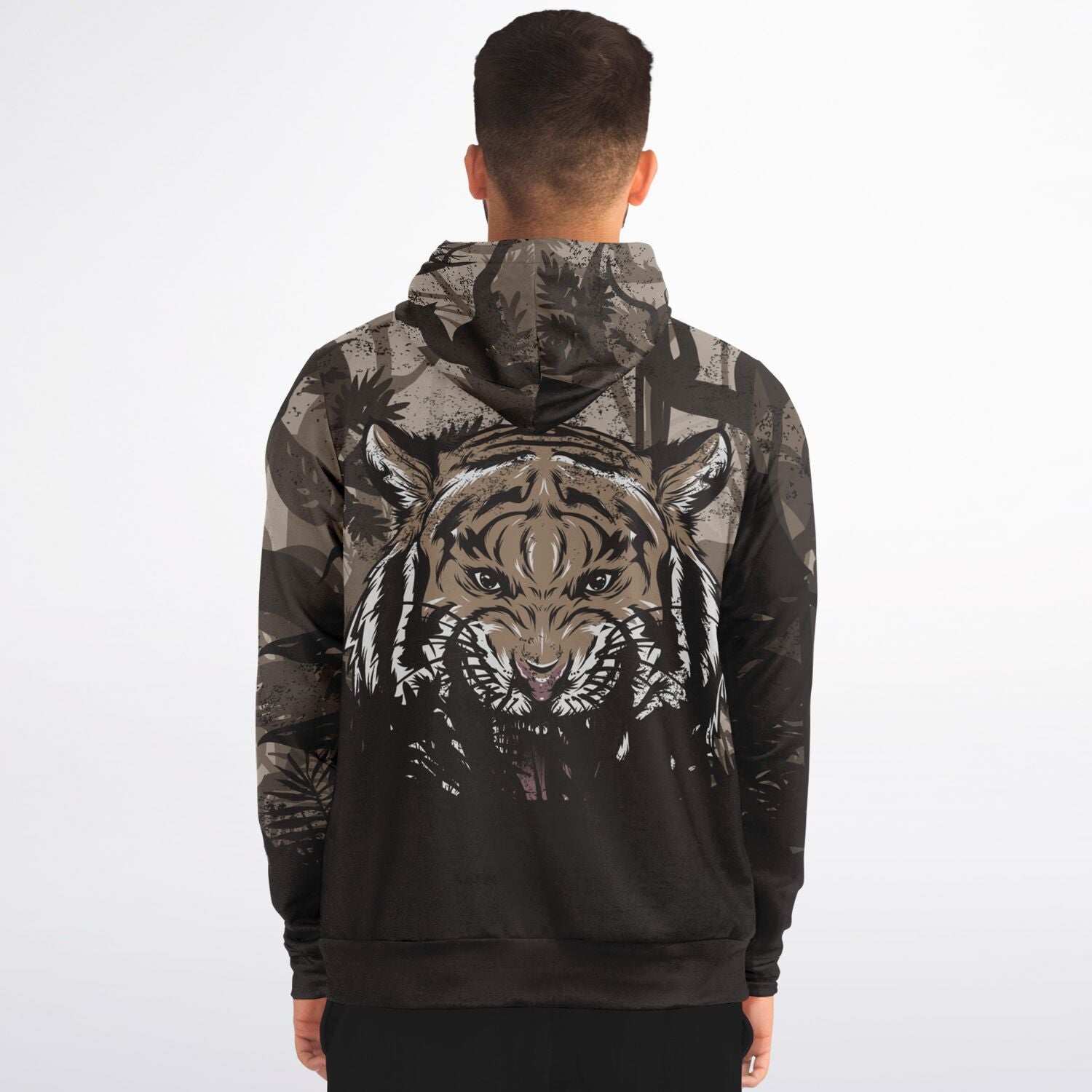 Tiger Hood Zip-Up Hoodie for MenSeves-ArtTiger Hood Zip-