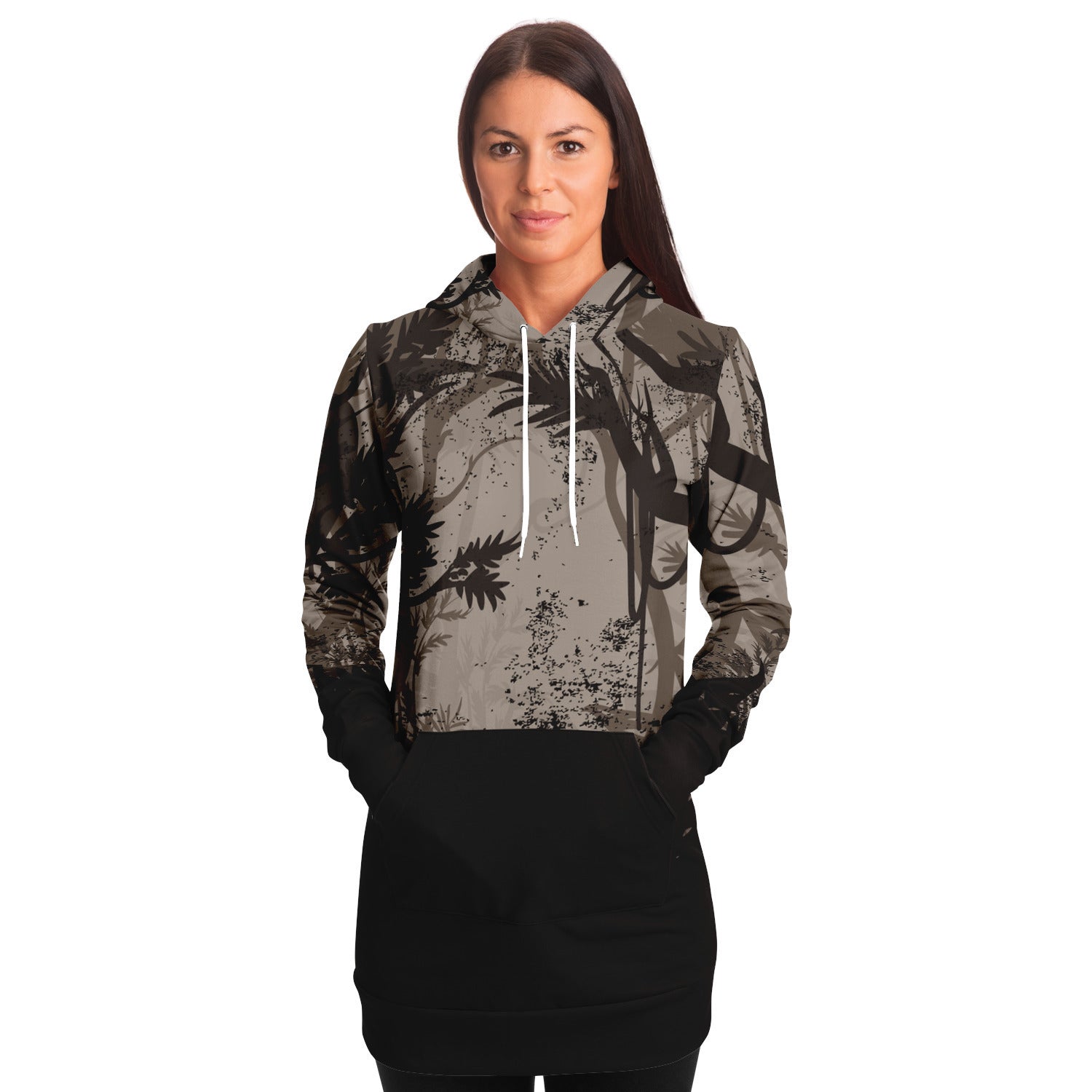 Tiger Hood Longline Hoodie for WomenSeves-ArtTiger Hood Longline Hoodie