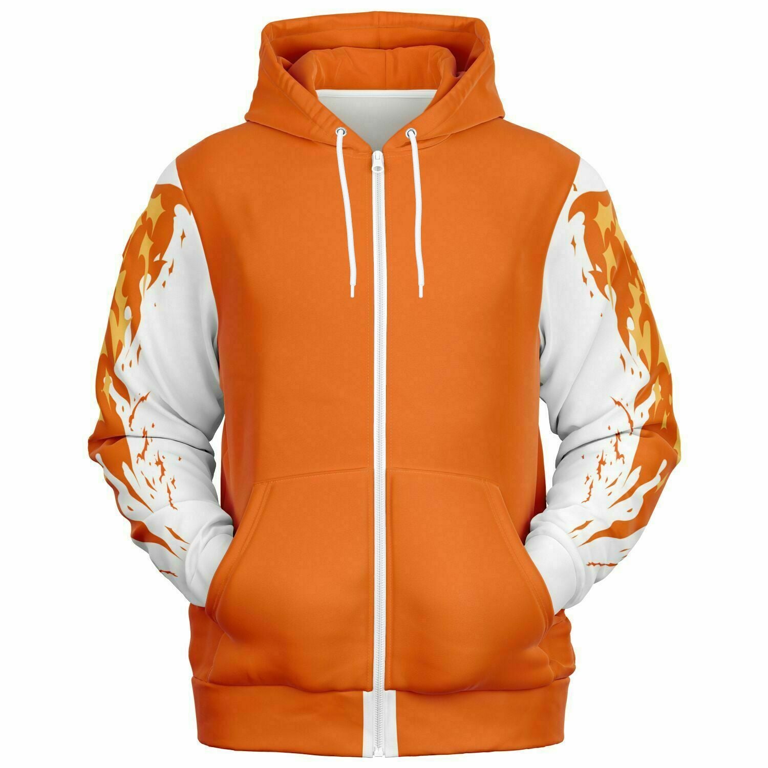 Flame Orange Zip-Up Hoodie for WomenSeves-ArtFlame Orange Zip-