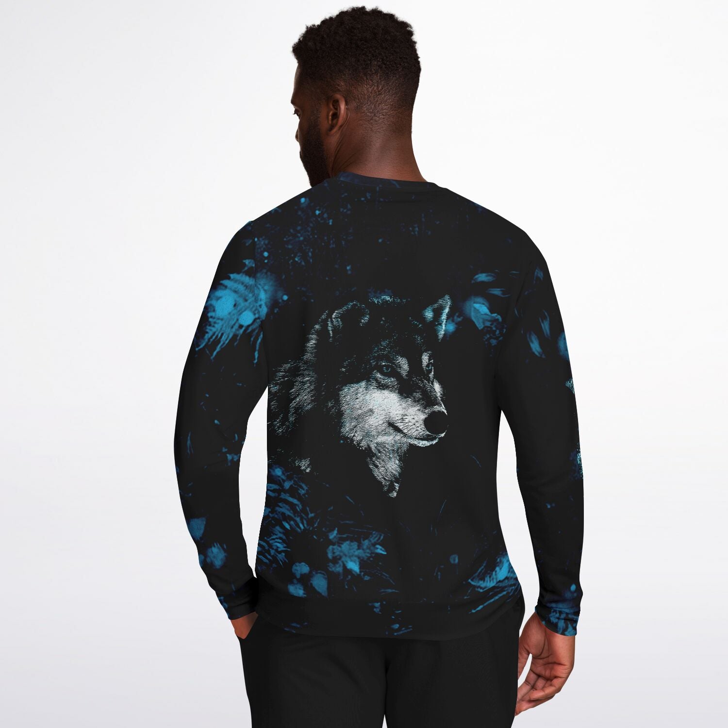 Blue Wolf Sweatshirt for MenSeves-ArtBlue Wolf Sweatshirt