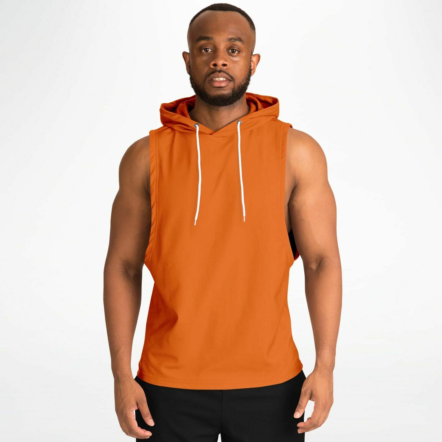 Flame Orange Drop Armhole Hoodie for MenSeves-ArtFlame Orange Drop Armhole Hoodie