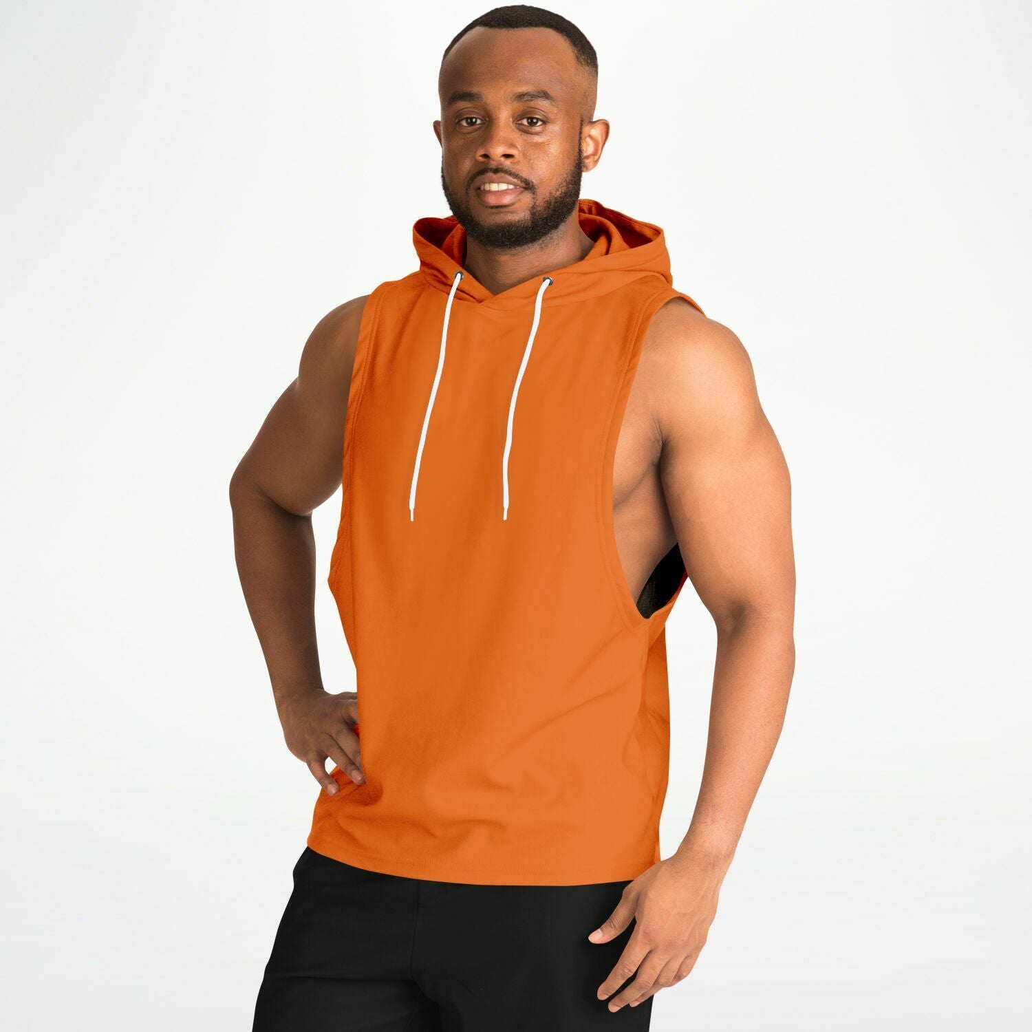 Flame Orange Drop Armhole Hoodie for MenSeves-ArtFlame Orange Drop Armhole Hoodie