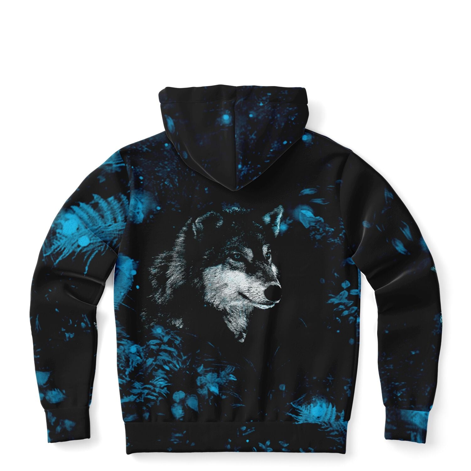 Blue Wolf Zip-Up Hoodie for MenSeves-ArtBlue Wolf Zip-