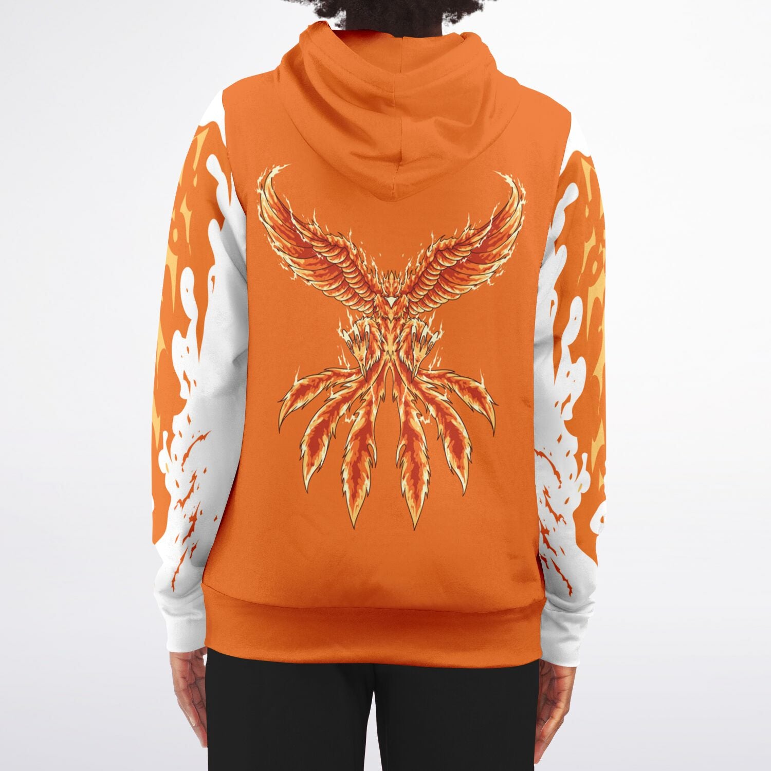 Flame Orange Zip-Up Hoodie for WomenSeves-ArtFlame Orange Zip-